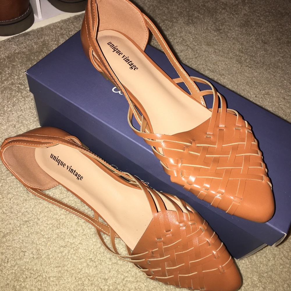 Unique Vintage Woven Leather Sandal Flats